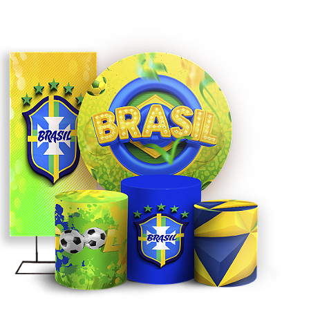 Capas Painel Redondo Trio Cilindro e Faixa Lateral Sublimado - Copa Brasil