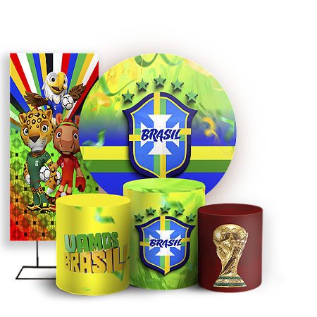 Capas Painel Redondo Trio Cilindro e Faixa Lateral Sublimado - Copa Brasil