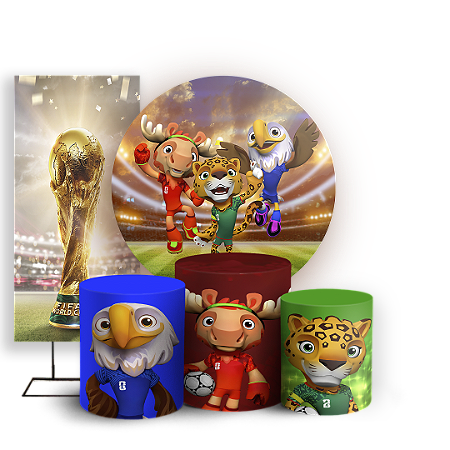 Capas Painel Redondo Trio Cilindro e Faixa Lateral Sublimado - Copa Brasil