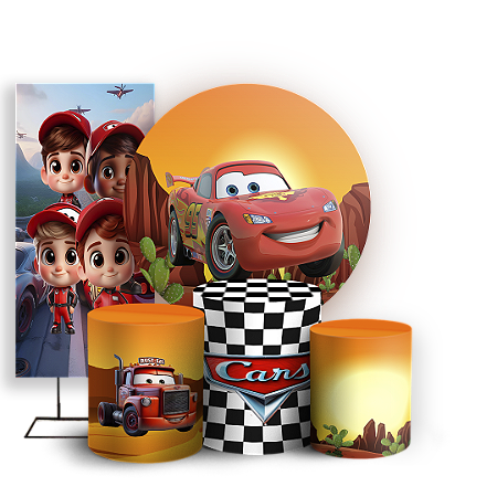 Capas Painel Redondo Trio Cilindro e Faixa Lateral Sublimado - Carros