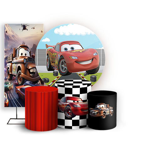 Capas Painel Redondo Trio Cilindro e Faixa Lateral Sublimado - Carros