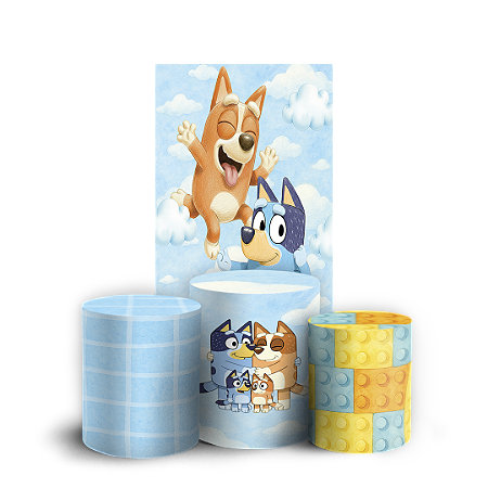 Capas Faixa Lateral e Trio Cilindro Sublimado Vest Facil - Bluey