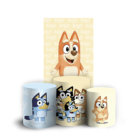 Capas Faixa Lateral e Trio Cilindro Sublimado Vest Facil - Bluey