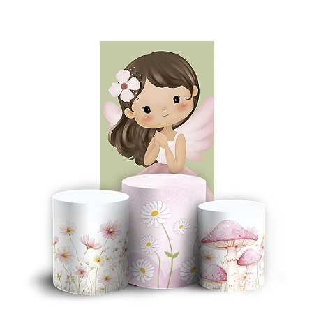 Capas Faixa Lateral e Trio Cilindro Sublimado Vest Facil - Floral Fada