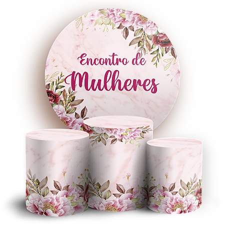 Capas Painel Redondo e Trio Cilindro Sublimado - Dia Da Mulher