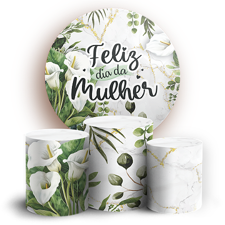 Capas Painel Redondo e Trio Cilindro Sublimado - Dia Da Mulher