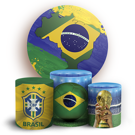 Capas Painel Redondo e Trio Cilindro Sublimado - Copa Do Mundo Brasil
