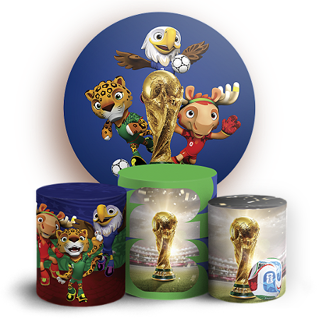Capas Painel Redondo e Trio Cilindro Sublimado - Copa Do Mundo