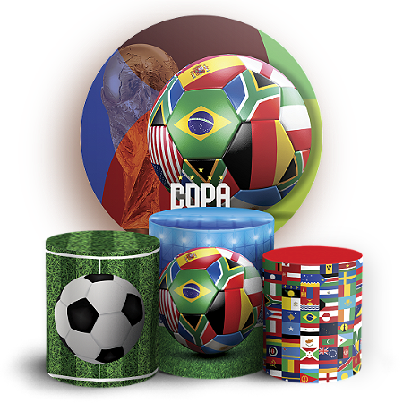 Capas Painel Redondo e Trio Cilindro Sublimado - Copa Do Mundo