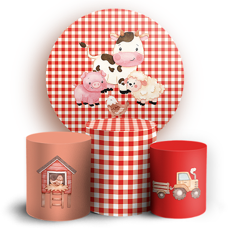 Capas Painel Redondo e Trio Cilindro Sublimado - Fazendinha