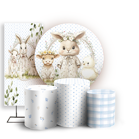 Capas Painel Redondo Trio Cilindro e Faixa Lateral Sublimado - Pascoa