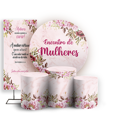 Capas Painel Redondo Trio Cilindro e Faixa Lateral Sublimado - Dia Da Mulher