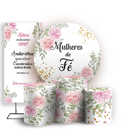 Capas Painel Redondo Trio Cilindro e Faixa Lateral Sublimado - Dia Da Mulher