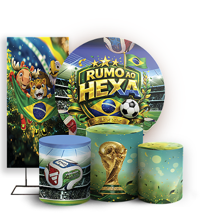 Capas Painel Redondo Trio Cilindro e Faixa Lateral Sublimado - Copa Do Mundo
