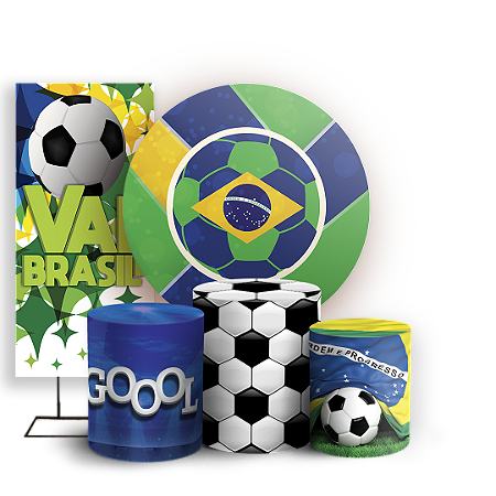 Capas Painel Redondo Trio Cilindro e Faixa Lateral Sublimado - Copa Do Mundo Brasil