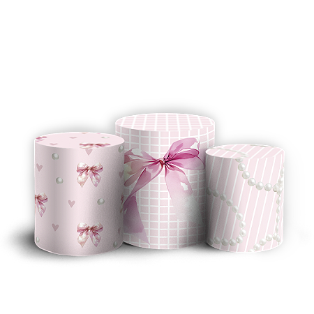 Capas Trio Cilindro Sublimado Vest Facil - Laços Rosa