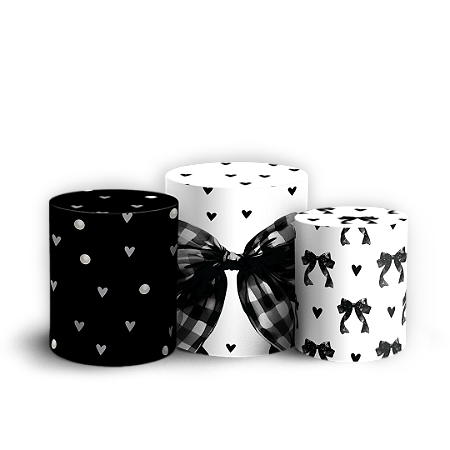 Capas Trio Cilindro Sublimado Vest Facil - Laços Preto