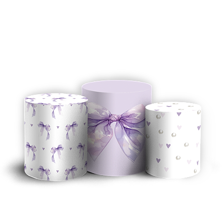 Capas Trio Cilindro Sublimado Vest Facil - Laços Lilas