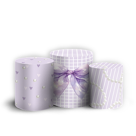 Capas Trio Cilindro Sublimado Vest Facil - Laços Lilas