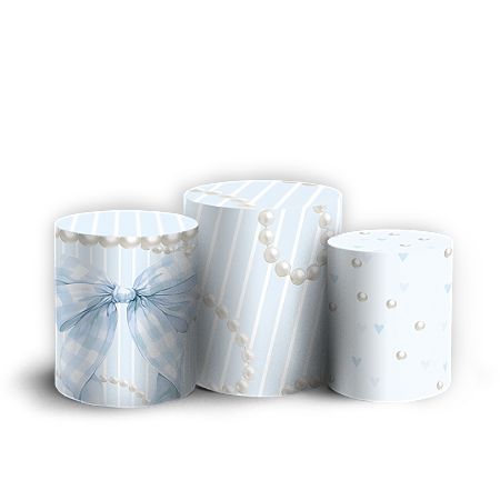 Capas Trio Cilindro Sublimado Vest Facil - Laços Azul