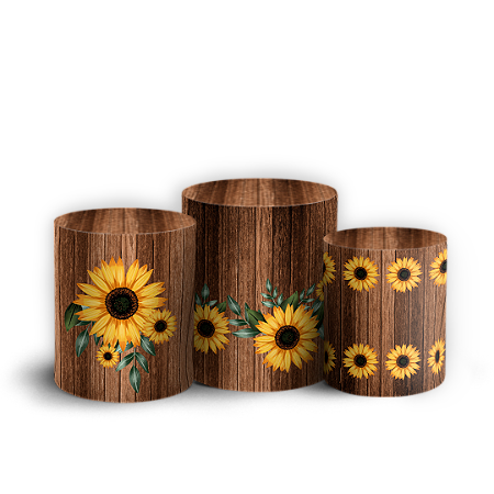 Capas Trio Cilindro Sublimado Vest Facil - Girassol Floral