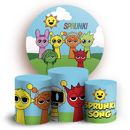 Capas Painel Redondo e Trio Cilindro Sublimado - Sprunki