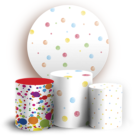 Capas Painel Redondo e Trio Cilindro Sublimado - Bolinhas