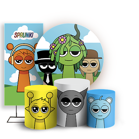 Capas Painel Redondo Trio Cilindro e Faixa Lateral Sublimado - Sprunki