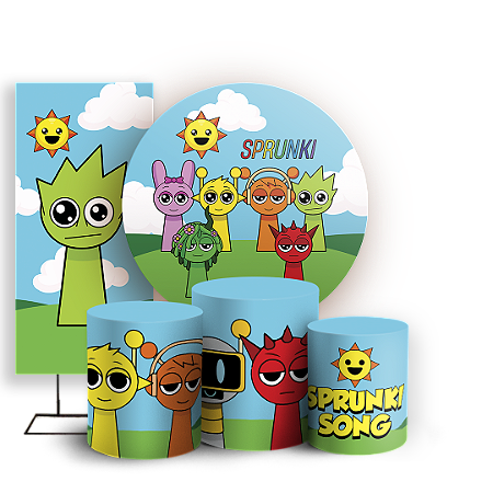 Capas Painel Redondo Trio Cilindro e Faixa Lateral Sublimado - Sprunki