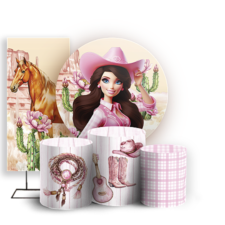 Capas Painel Redondo Trio Cilindro e Faixa Lateral Sublimado - Boiadeira