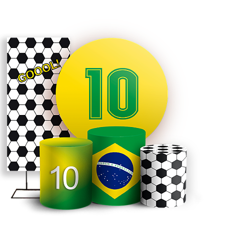 Capas Painel Redondo Trio Cilindro e Faixa Lateral Sublimado - Copa do Mundo
