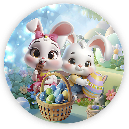 Capa Painel Redondo Sublimado - Pascoa