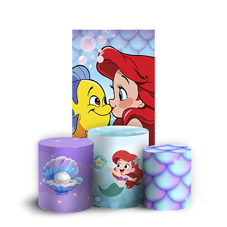 Capas Faixa Lateral e Trio Cilindro Sublimado Vest Facil - Princesa Ariel