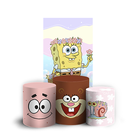 Capas Faixa Lateral e Trio Cilindro Sublimado Vest Facil - Bob Esponja