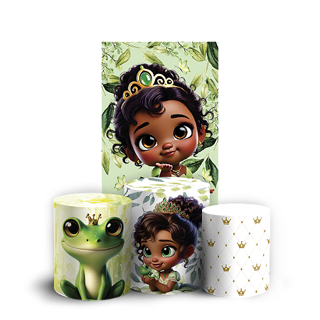 Capas Faixa Lateral e Trio Cilindro Sublimado Vest Facil - Tiana Princesa e o Sapo