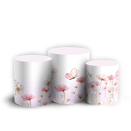 Capas Trio Cilindro Sublimado Vest Facil - Floral Jardim