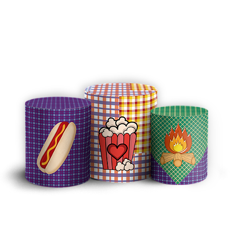 Capas Trio Cilindro Sublimado Vest Facil - Festa Junina