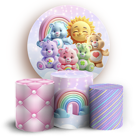 Capas Painel Redondo e Trio Cilindro Sublimado - Ursinhos-Carinhosos