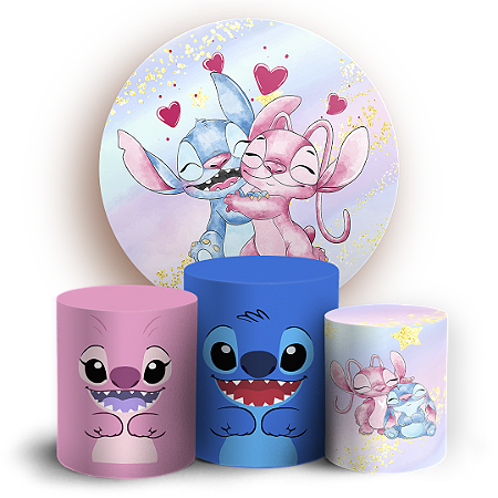 Capas Painel Redondo e Trio Cilindro Sublimado - Stitch