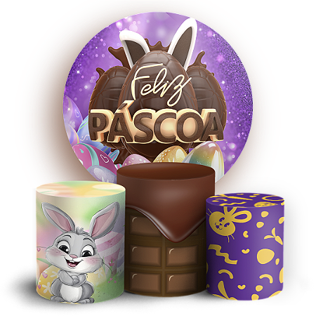 Capas Painel Redondo e Trio Cilindro Sublimado - Pascoa