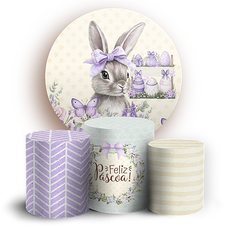 Capas Painel Redondo e Trio Cilindro Sublimado - Pascoa