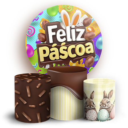 Capas Painel Redondo e Trio Cilindro Sublimado - Pascoa