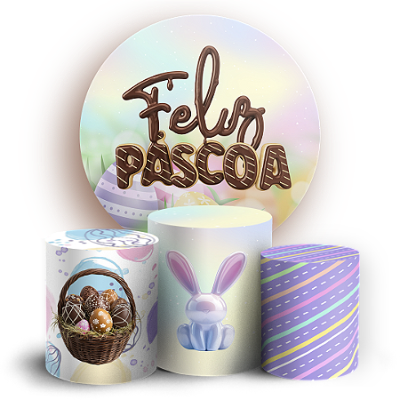 Capas Painel Redondo e Trio Cilindro Sublimado - Pascoa