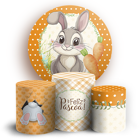 Capas Painel Redondo e Trio Cilindro Sublimado - Pascoa