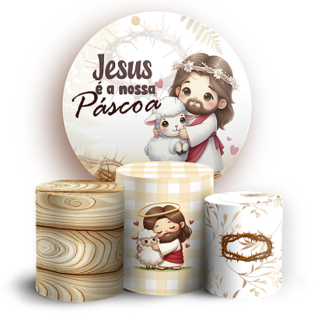 Capas Painel Redondo e Trio Cilindro Sublimado - Pascoa