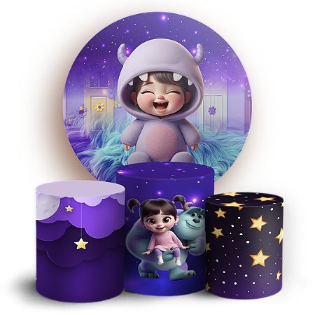 Capas Painel Redondo e Trio Cilindro Sublimado - Monstros-Sa