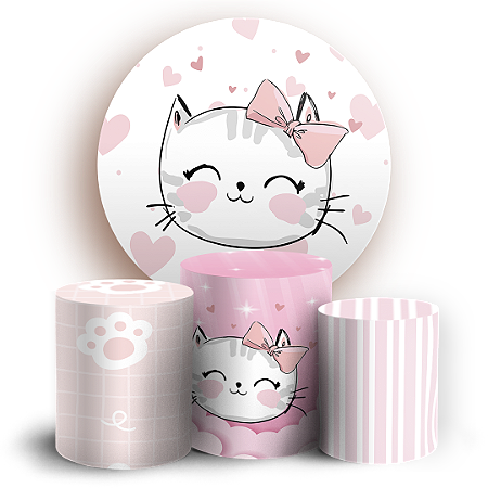 Capas Painel Redondo e Trio Cilindro Sublimado - Gatinha