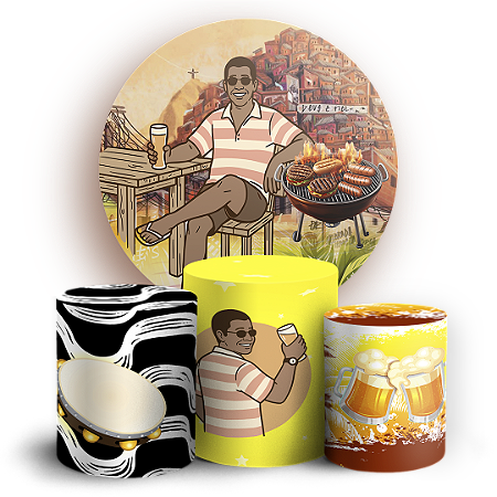 Capas Painel Redondo e Trio Cilindro Sublimado - Boteco-Zeca