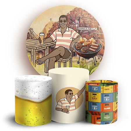 Capas Painel Redondo e Trio Cilindro Sublimado - Boteco-Zeca