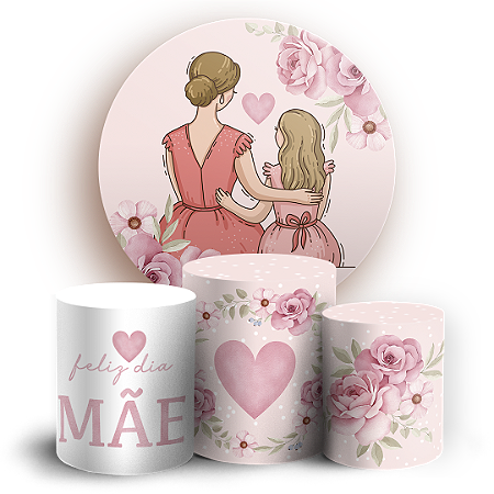 Capas Painel Redondo e Trio Cilindro Sublimado - Dia das Mães
